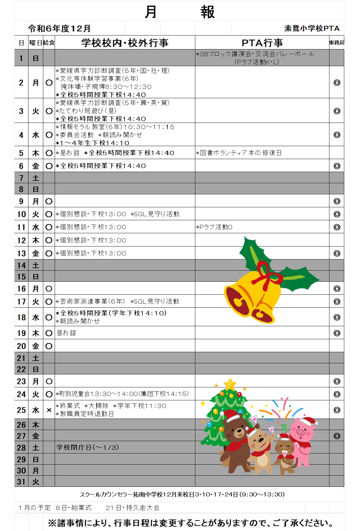 12月月報